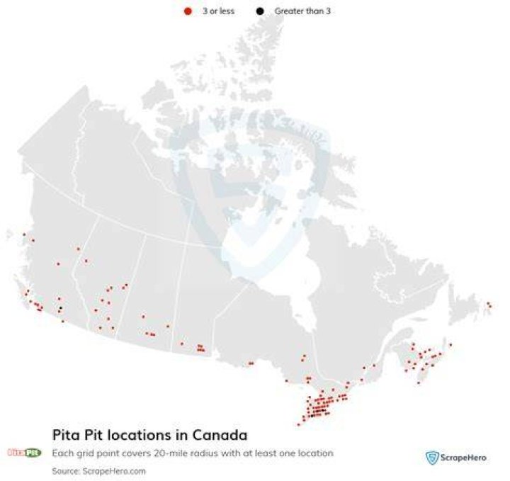How many Pita Pit locations are there in Canada?