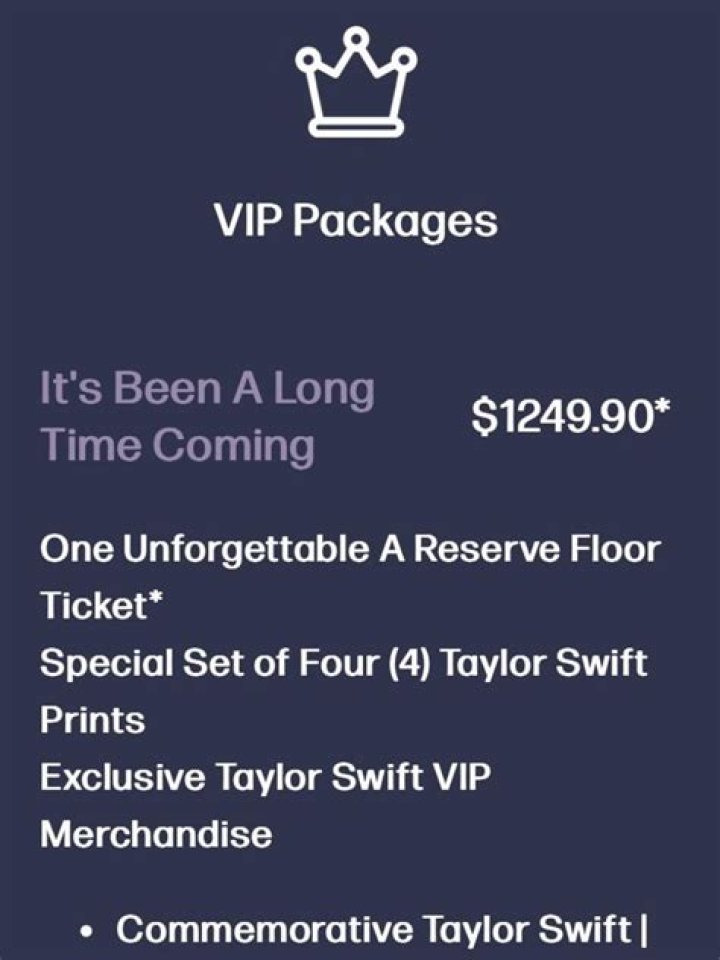 How much do VIP Taylor Swift tickets cost?
