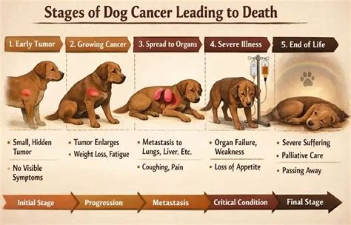 What are the final stages of death in a dog?